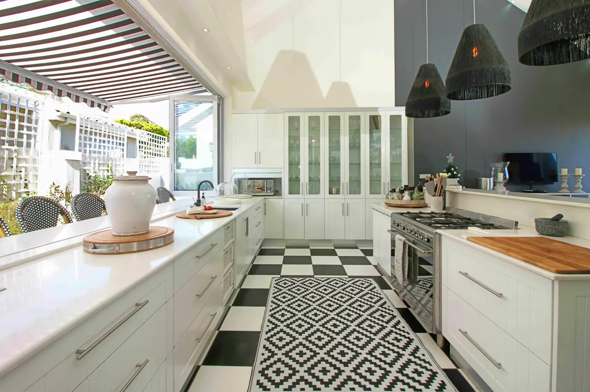 Bright kitchen with marble countertops